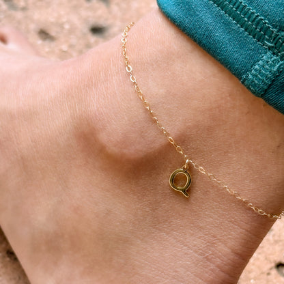 LucyKitty Gold Filled Capital Letter Charm on Gossamer Anklet