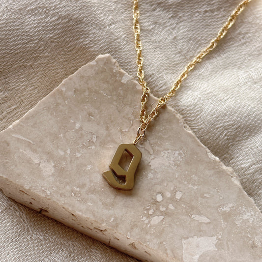 LucyKitty Gold Filled Gothic Letter Charm on a Rope Chain Bracelet