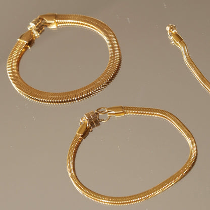 LucyKitty Gold Filled Mira Fine and Wide Herringbone Bracelets