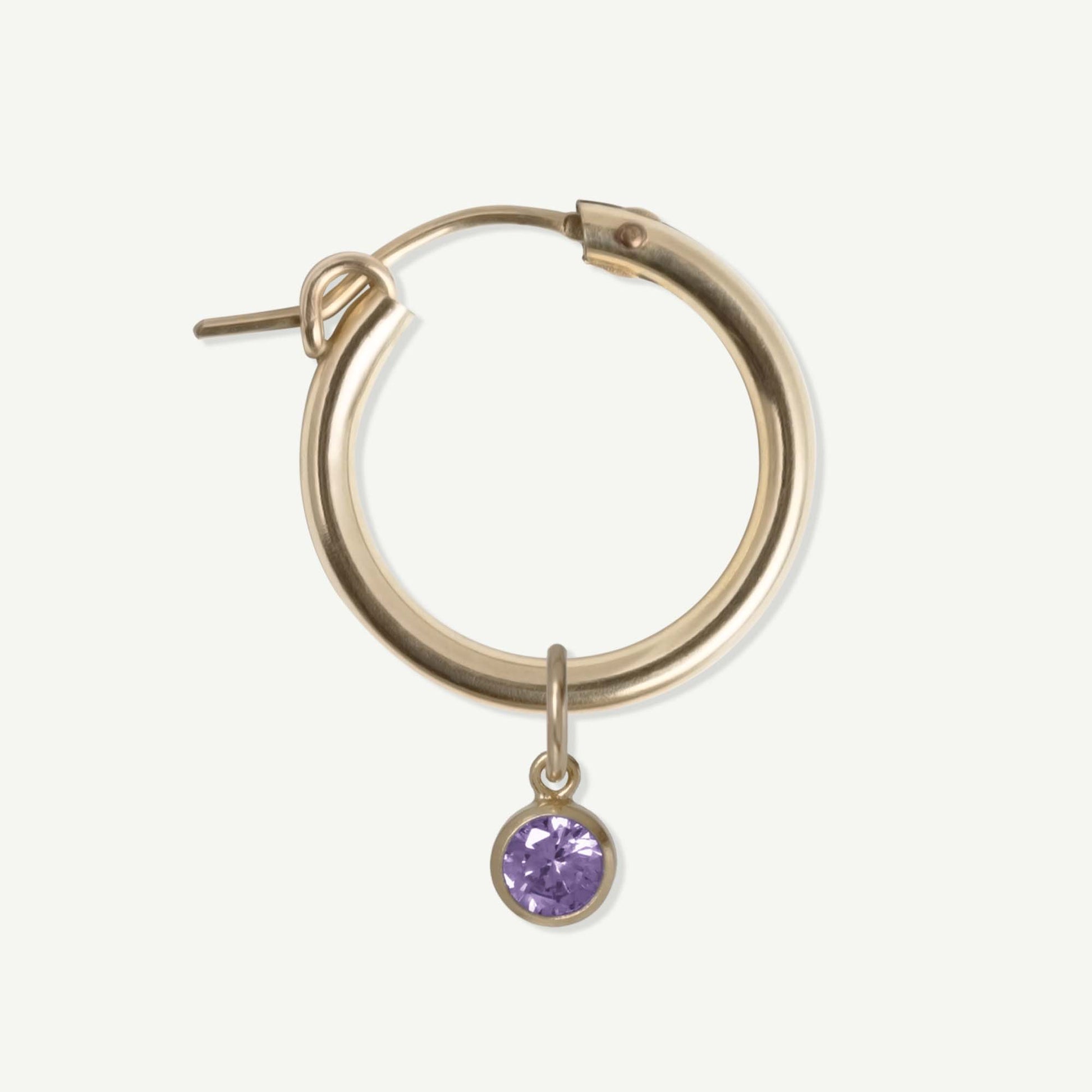 LucyKitty Gold Filled Removable Charms Lilac Hoop Earrings