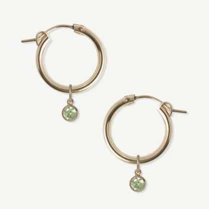 LucyKitty Gold Filled Removable Charms Sage Hoop Earrings