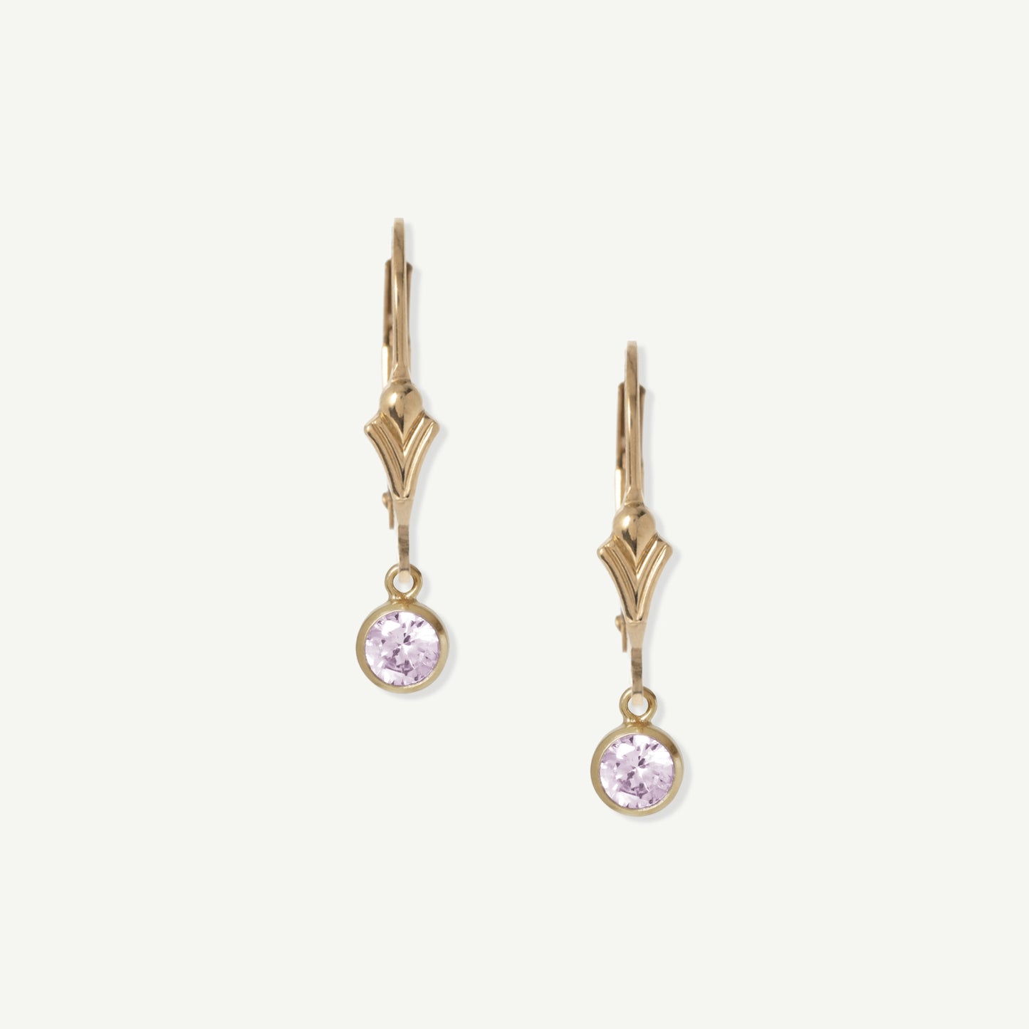 LucyKitty Gold Filled Flora Birthstone Leverback Earrings October Tourmaline
