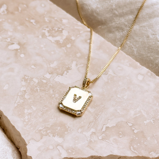LucyKitty Gold Filled Carta Letter Pendant Box Chain