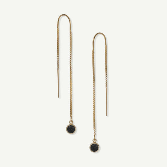 LucyKitty Gold Filled Black Mili Threader Earrings