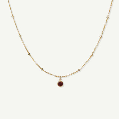 LucyKitty Gold Filled Saturna Birthstone Necklace in January Garnet