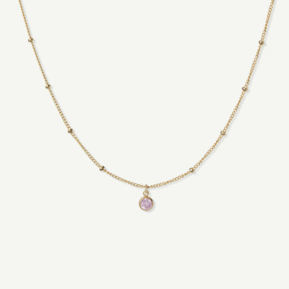 LucyKitty Gold Filled Saturna Birthstone Necklace in October Tourmaline