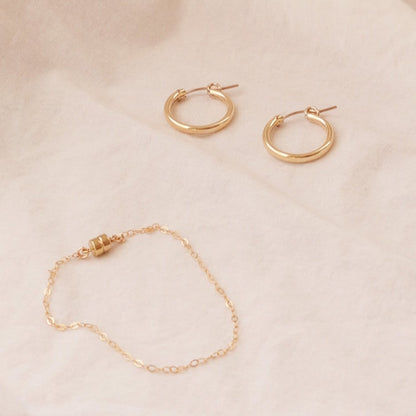LucyKitty Gold Filled Gossamer Bracelet and Dana Small Hoop Earrings