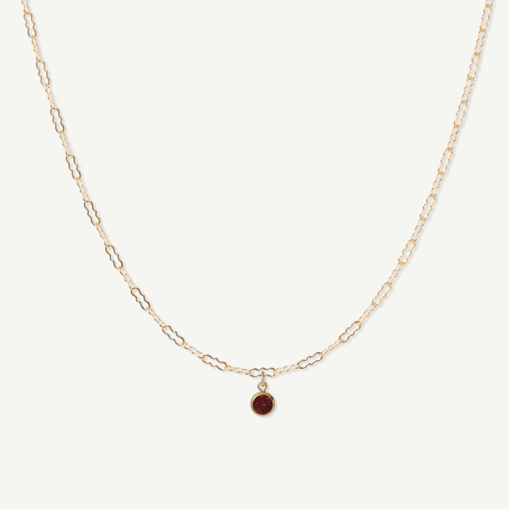 LucyKitty Gold Filled Fayette Birthstone Necklace in January Garnet