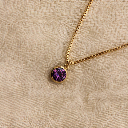 LucyKitty Gold Filled Iris Birthstone Necklace in February Amethyst