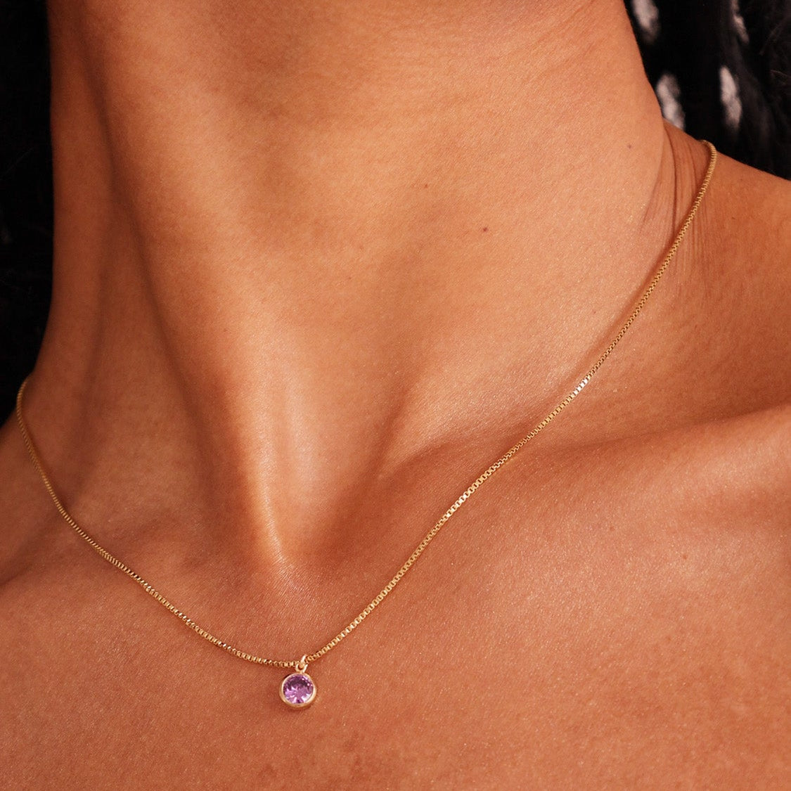 LucyKitty Gold Filled Iris Birthstone Necklace in June Alexandrite
