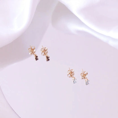 LucyKitty Iris Black Studs and Iris Birthstone Studs in March Aquamarine