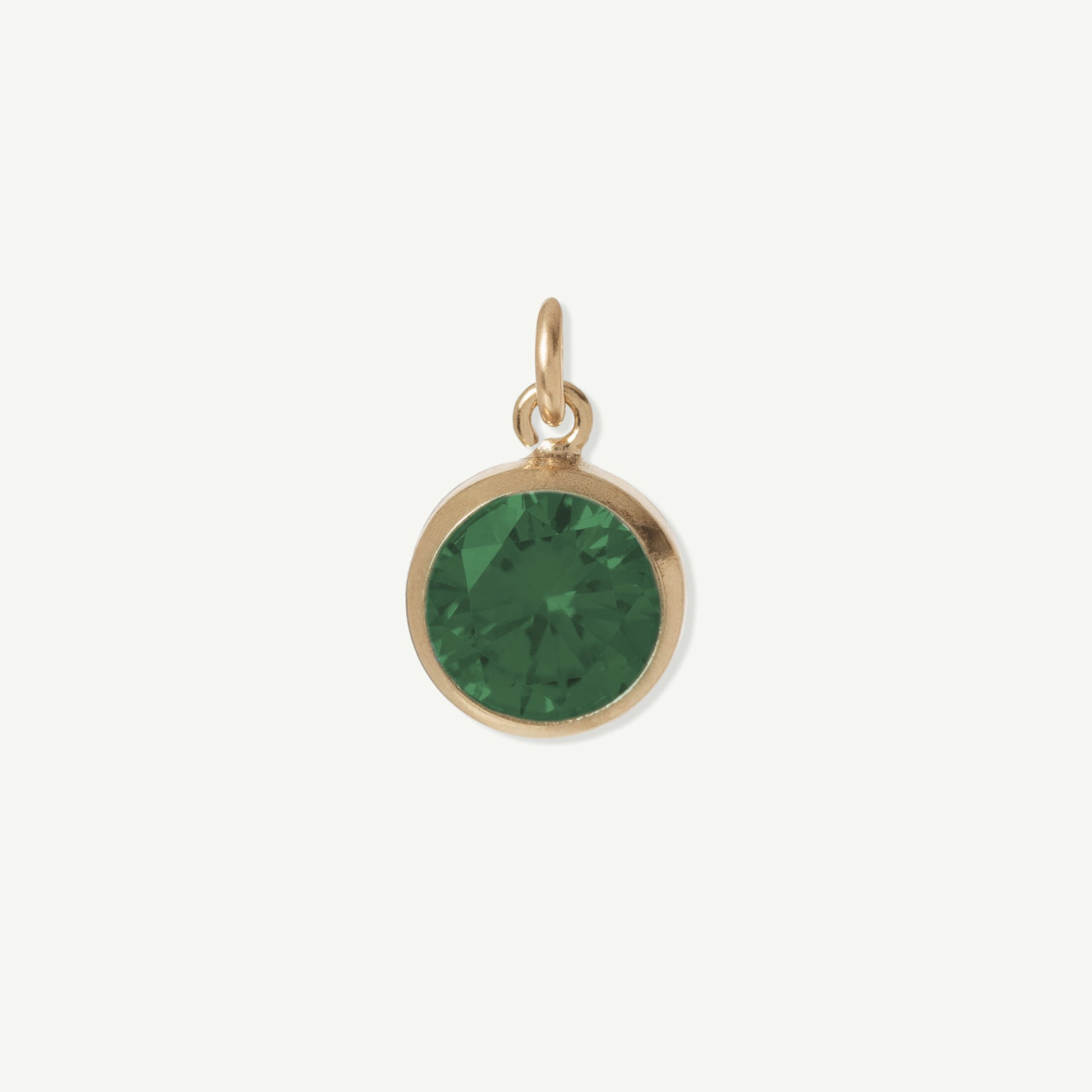 Gold Filled Iris Large Charm in Deep Green Emerald May birthstone