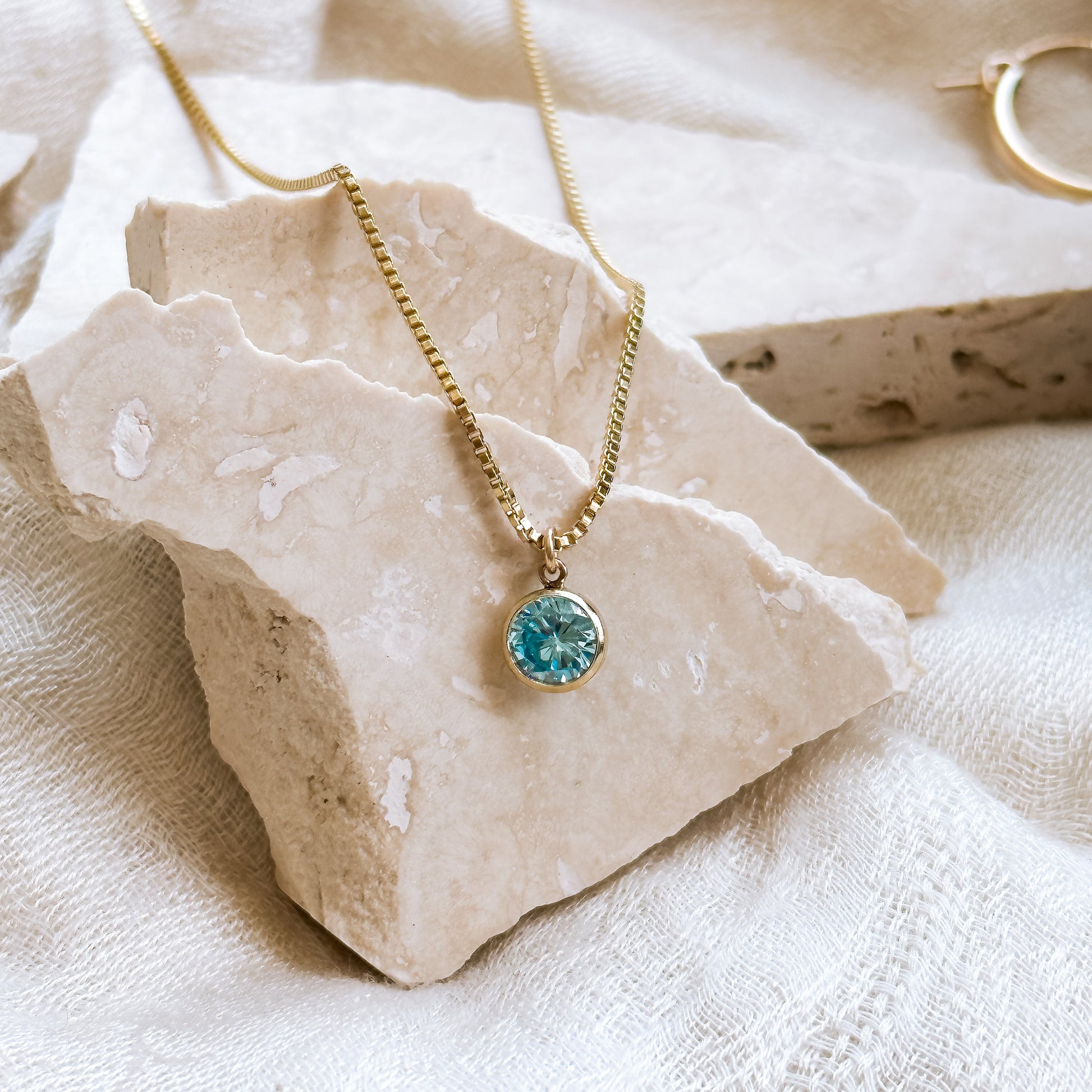 LucyKitty Gold Filled Aquamarine Necklace