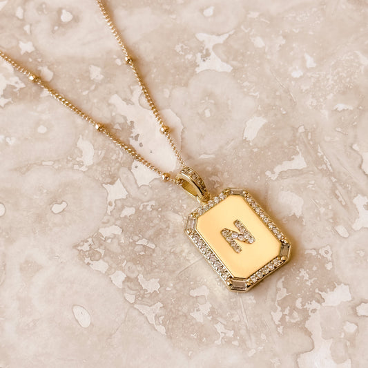 LucyKitty Gold Filled Carta Letter Pendant Saturna Chain