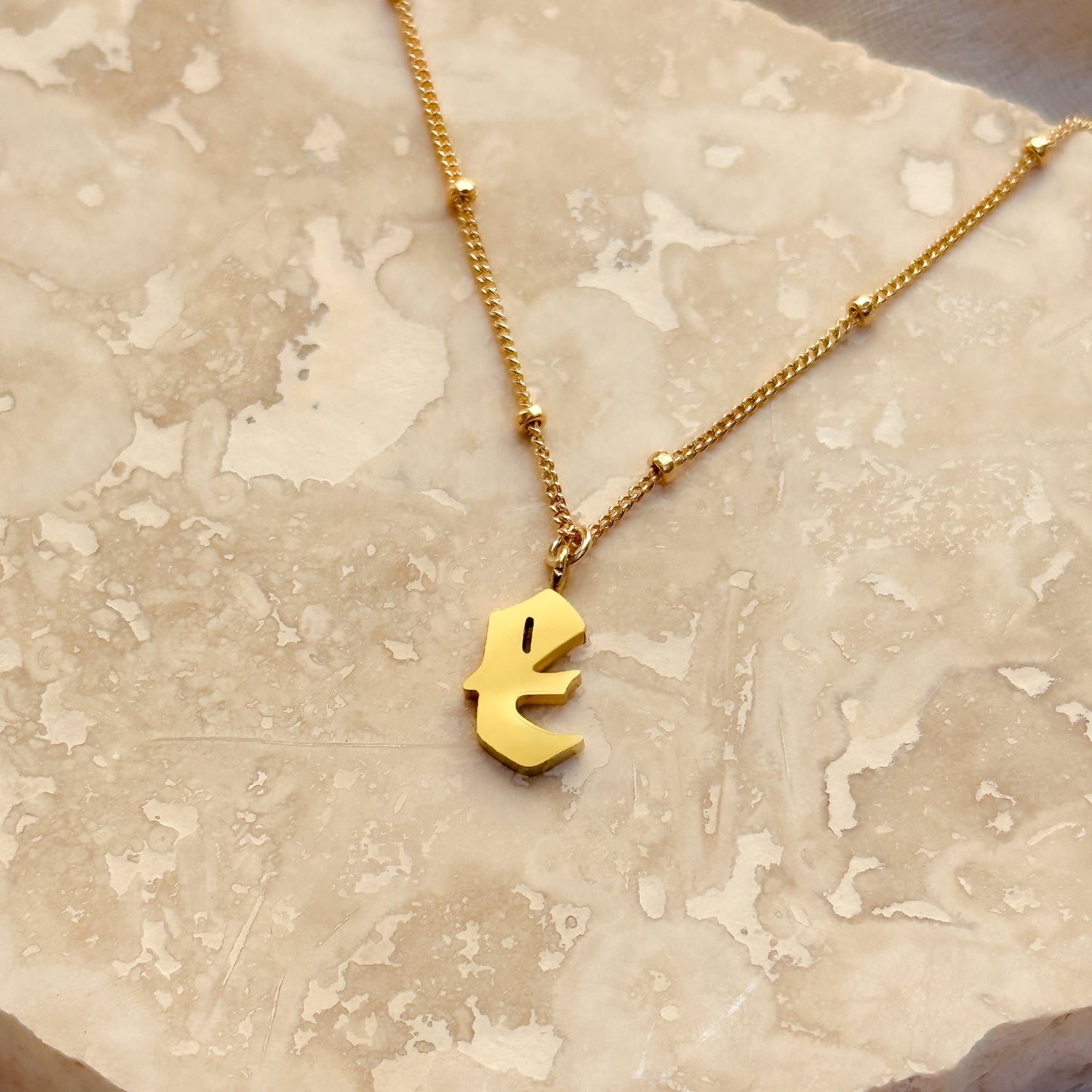 LucyKitty Gold Filled Gothic Letter Charm Saturna Chain