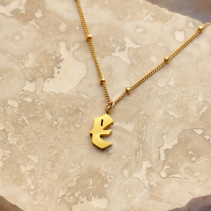LucyKitty Gold Filled Gothic Letter Charm Saturna Chain