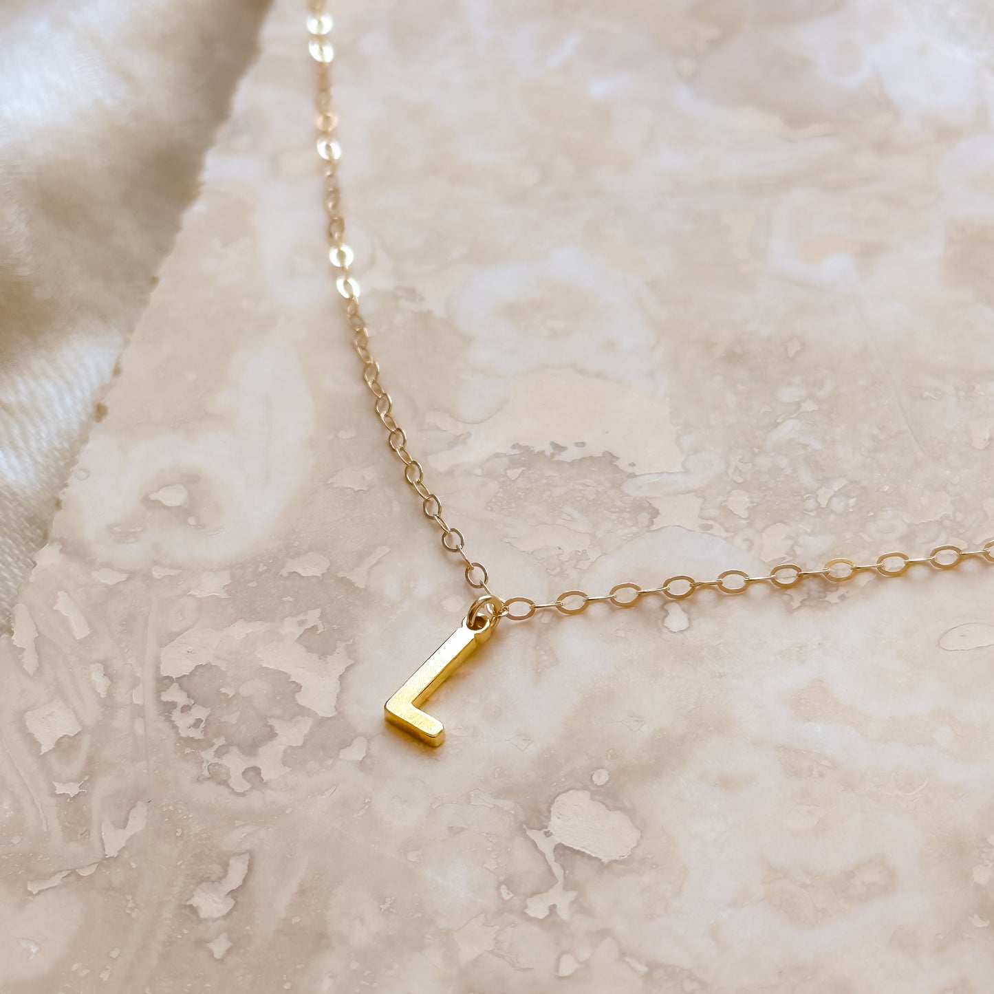 LucyKitty Gold Filled Capital Letter Charm Gossamer Chain